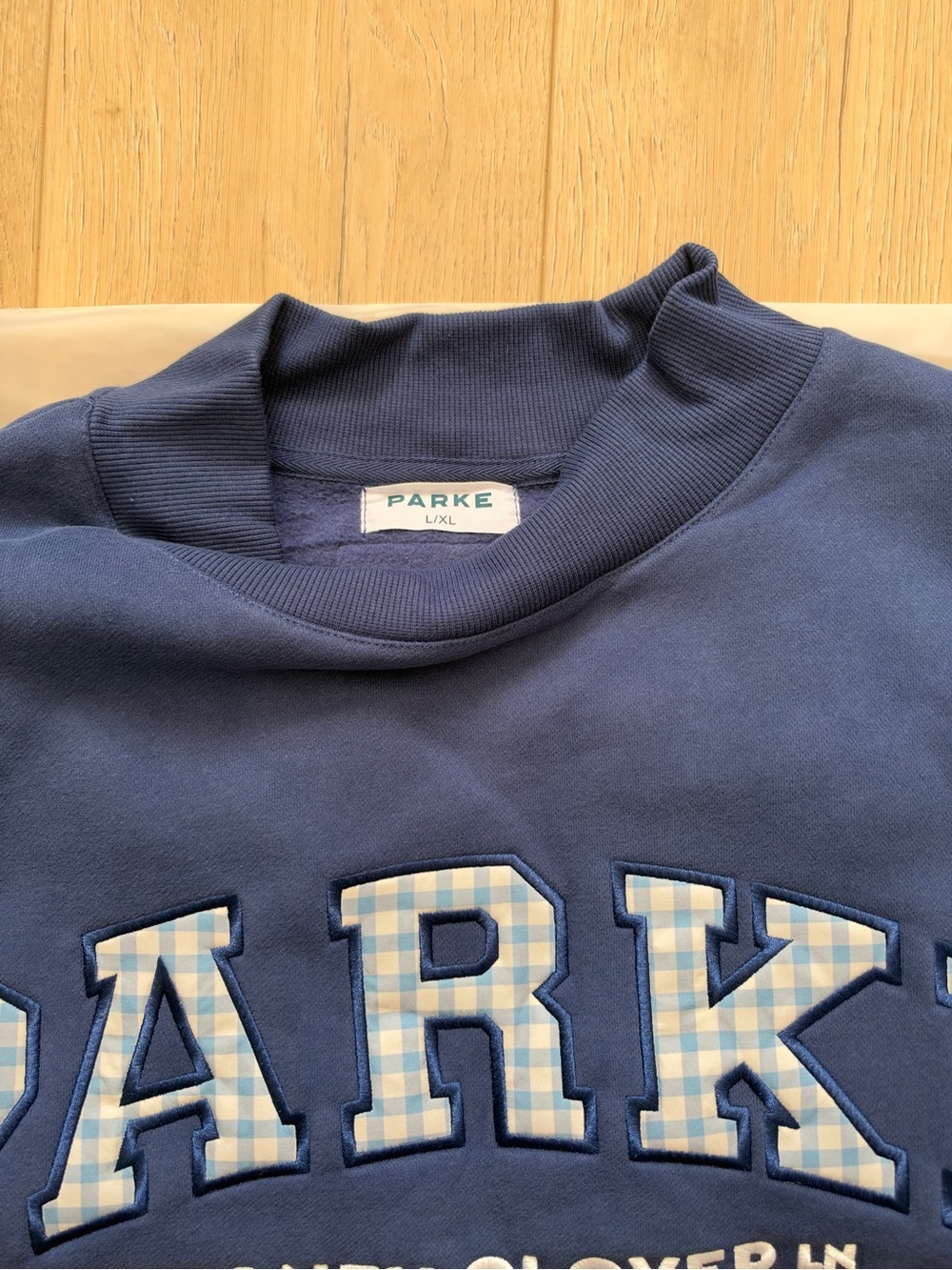 PARKE Mockneck Stoney Clover Collab in Navy + Gingham